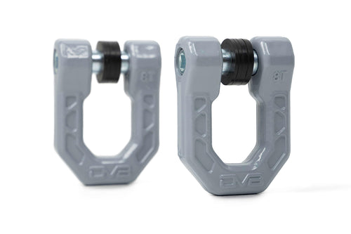 Offroad DV8 Elite Series D-Ring Shackles | Pair | 8 Ton Working Load Limit | (4) ⅛” & (4) 3/16” Isolators Included | 1&1/16” Thick Forged Steel D-Ring (Gray)