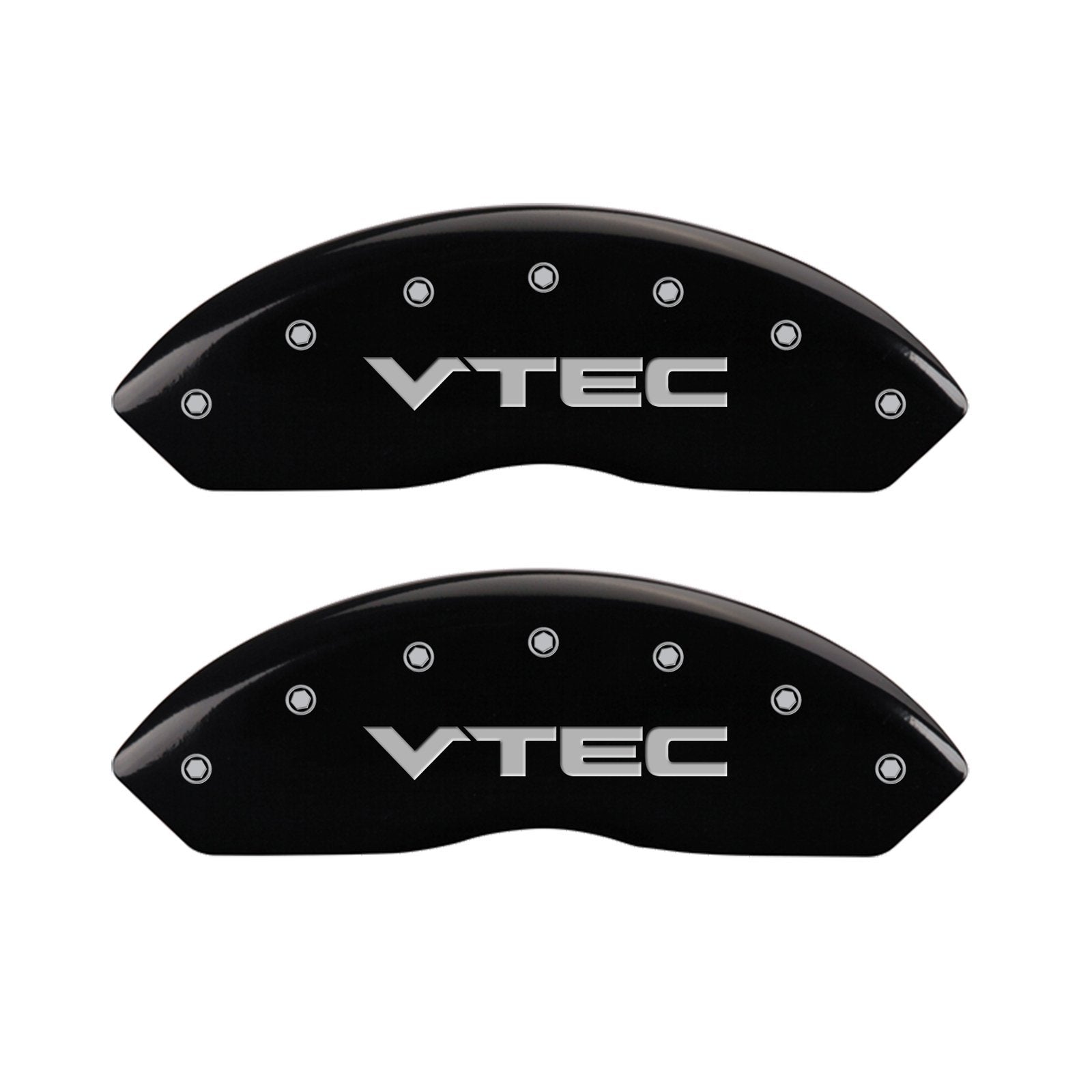 MGP Caliper Covers Front and Rear 39005SVTCBK Black Powder Coat Finish, Set of 4 (Vtech Silver Characters, Engraved)