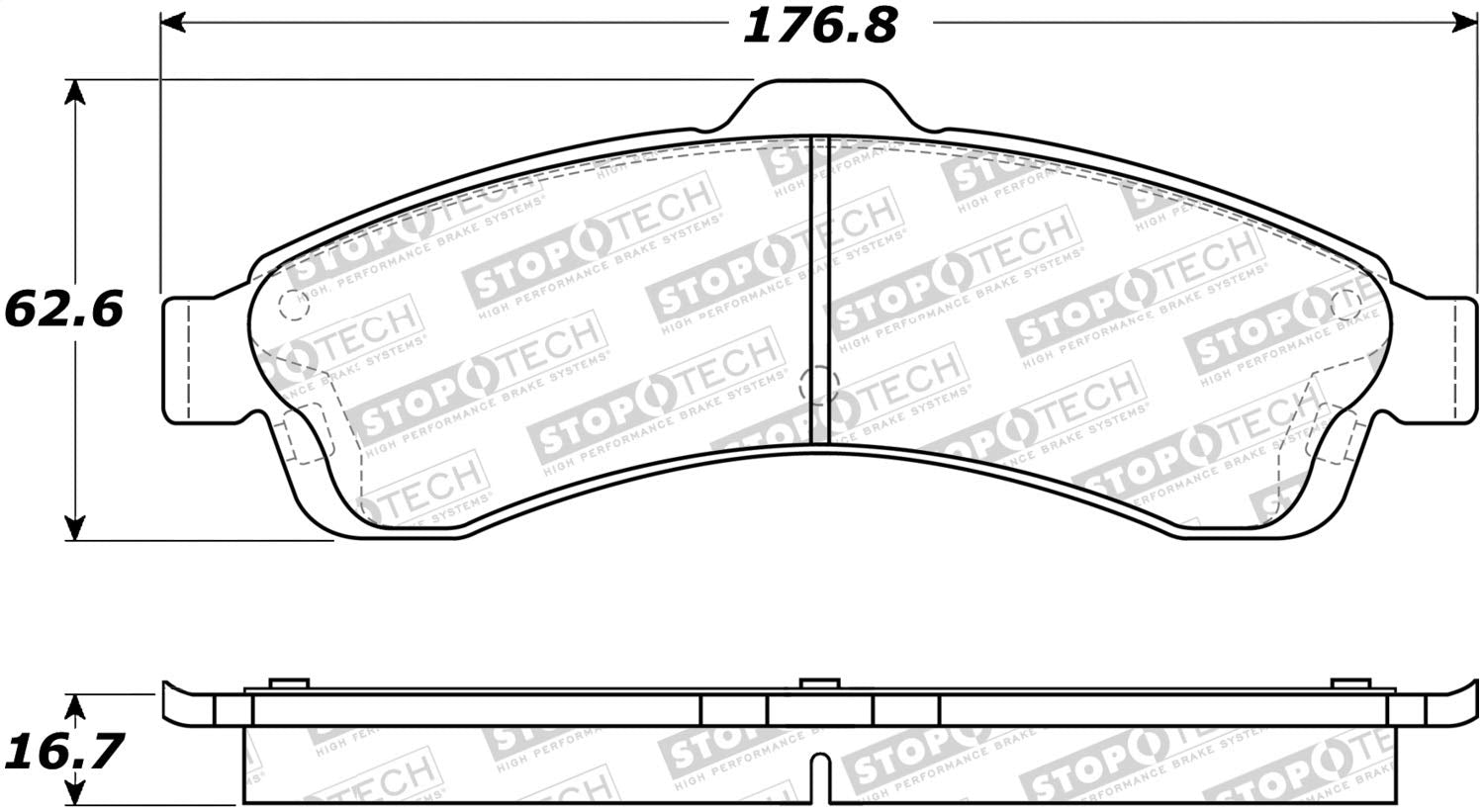 Front StopTech 308.08820 Brake Pads with Shims and Hardware Street