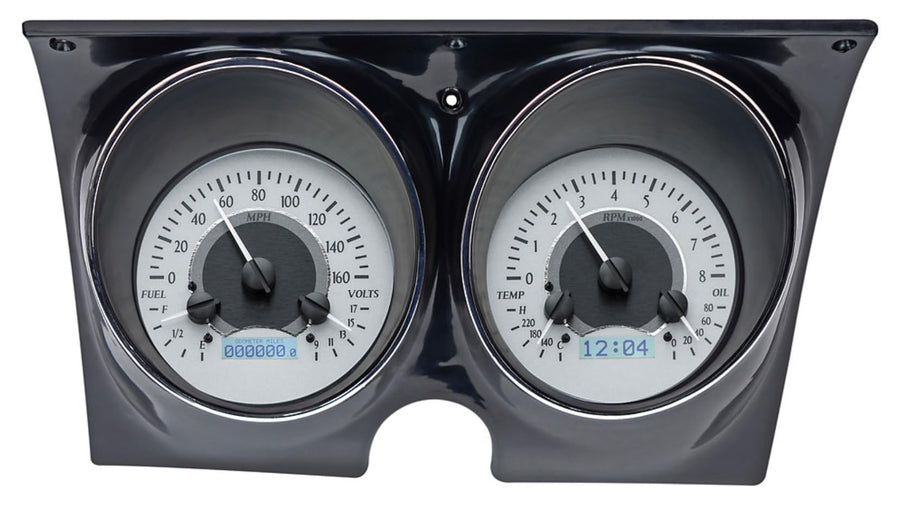 Dakota Digital VHX-67C-CAM-S-W 67 68 Chevy Camaro Pontiac Firebird Analog Gauge Silver Alloy White