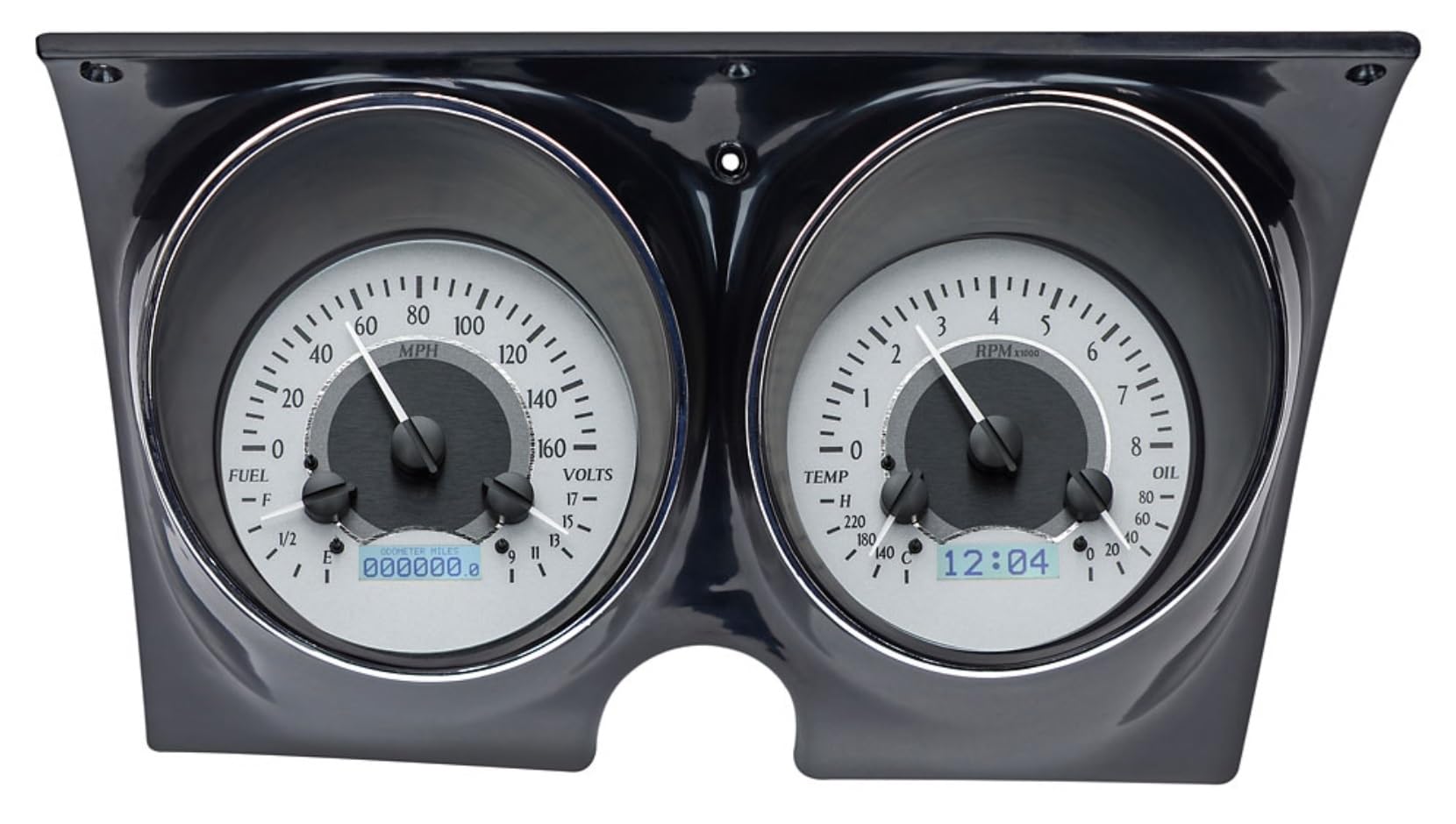 Dakota Digital VHX-67C-CAM-S-W 67 68 Chevy Camaro Pontiac Firebird Analog Gauge Silver Alloy White