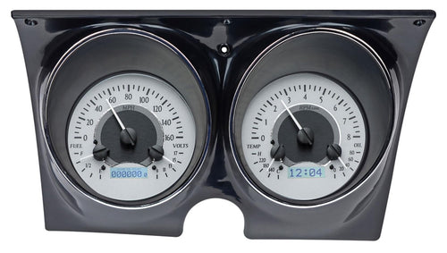 Dakota Digital VHX-67C-CAM-S-W 67 68 Chevy Camaro Pontiac Firebird Analog Gauge Silver Alloy White
