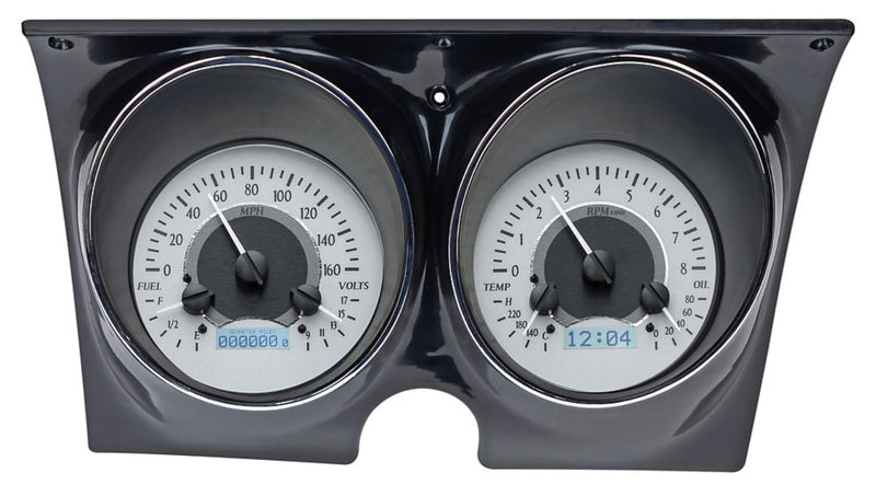 Dakota Digital VHX-67C-CAM-S-W 67 68 Chevy Camaro Pontiac Firebird Analog Gauge Silver Alloy White