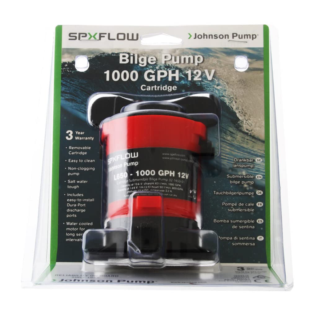 Cartridge Bilge Pump Johnson Pumps 32903 with Dura-Port - 1000 GPH, Black