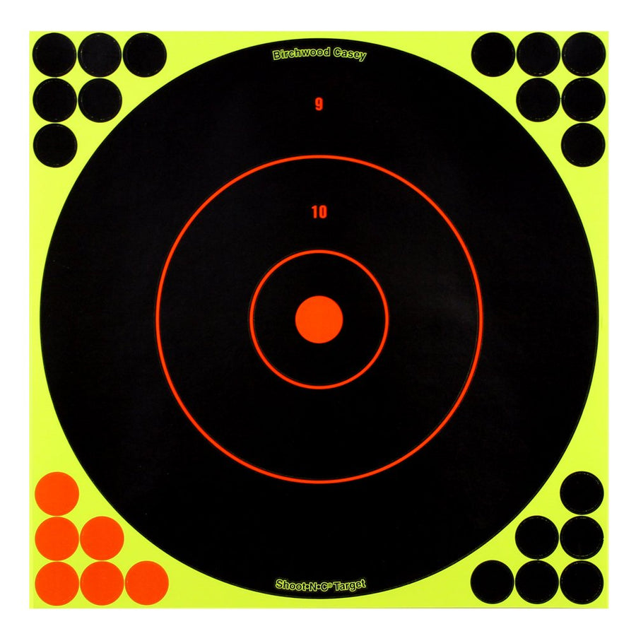 12 Inch SHOOT-N-C Bullseye Targets - 12 Count Pack with 288 Pasters