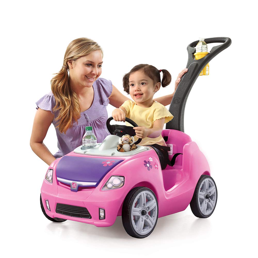 Step2 Whisper Ride II Push Cars Kids, Ride On Car, Seat Belt, Horn, Toddlers Ages 1.5 – 4 Years Old, Max Weight 50 lbs., Quick Storage, Stroller Substitute, Pink
