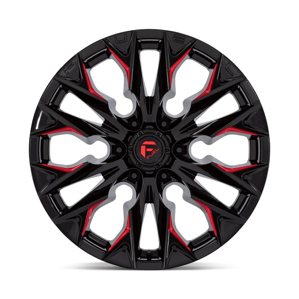 FLAME FUEL OFF-ROAD 20X9 6X5.5 5.04 1mm GLOSS BLACK MILLED WITH CANDY RED - D82320908450