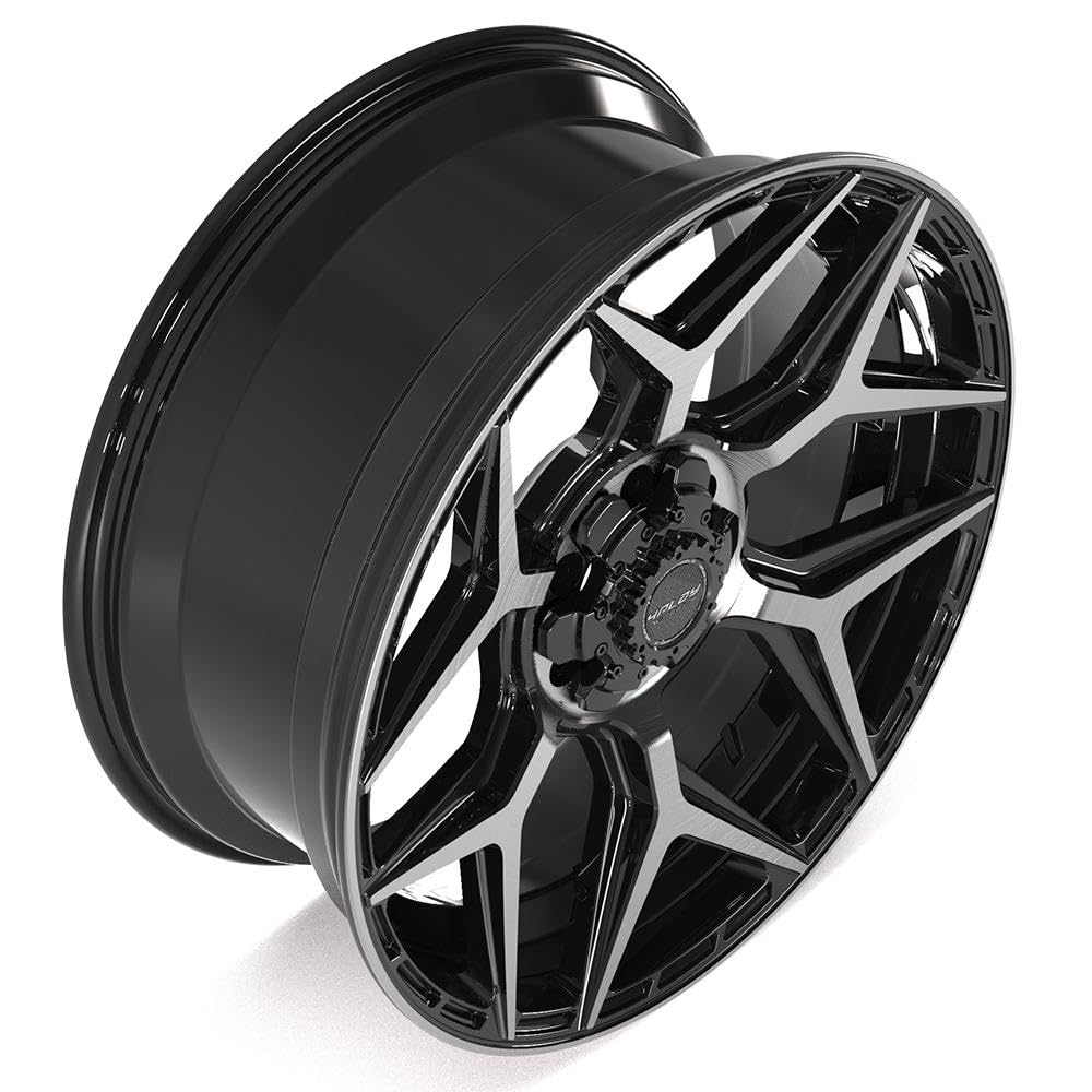 22 Inch 4PLAY Wheels Rim 4P06 Fits 6x135 & 6x139.7 22x9 Gloss Black Brushed with Tinted Clear (1)