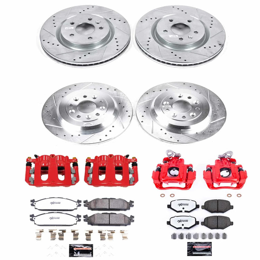 Power Stop Z36 KC5584A-36 Truck & Tow Front and Rear Caliper Kit-Drilled/Slotted Rotors, Brake Pads & Calipers For Lincoln MKS 2011-2012 [Model Specific]