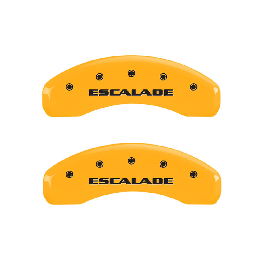 Brake Caliper Covers MGP - Compatible with 2007-2020 Cadillac Escalade (Requires 18"+ Wheels) Powder-Coated Finish, 4 PCS Front and Rear (Yellow - Escalade Engraving)