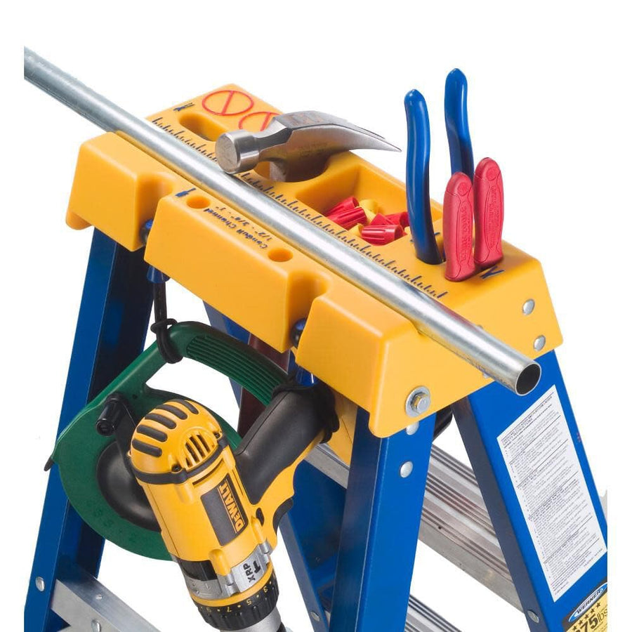 Old Blue Werner Electricians 375-Pound Duty Rating Fiberglass Stepladder/Job Station, 4-Foot