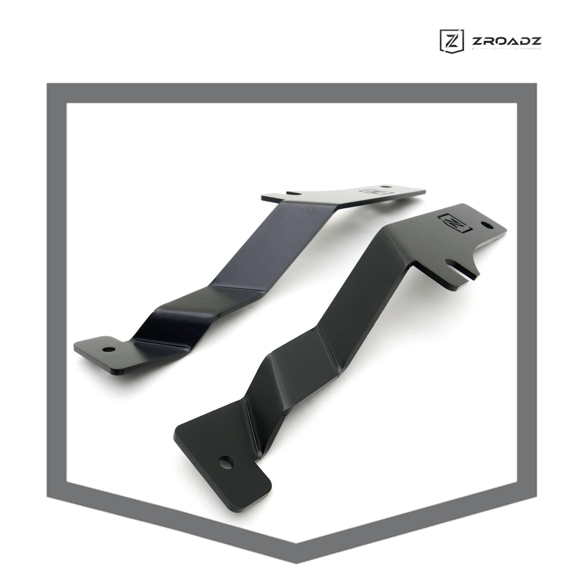 ZROADZ Hood Hinge Ditch LED Mounting Bracket - Compatible w/ 2017-2021 Ford F150 Raptor - to Mount (2) 3 Inch LED Pod Lights - Mild Steel Gloss Black - Bolt-On Easy Installation - PN #Z365701