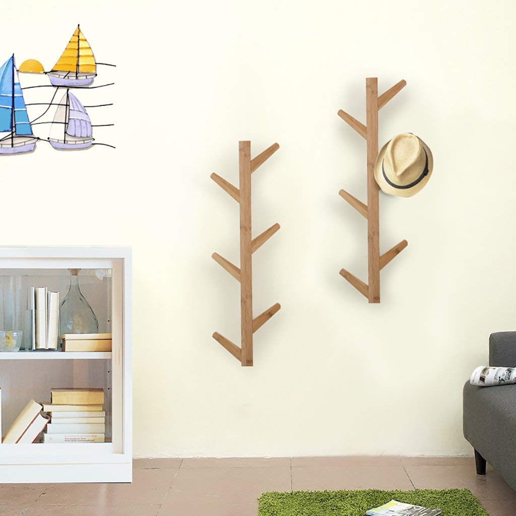 YIMJ Modern Clothes Rack DIY Wood Stand Hat Scarves Corner Hall Umbrella Tree For Bedroom Living Room Office Storage Shelf, Coffee, 8Hook