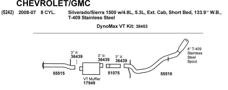 Exhaust Tail Pipe Dynomax 55516 for Chevrolet Silverado 1500