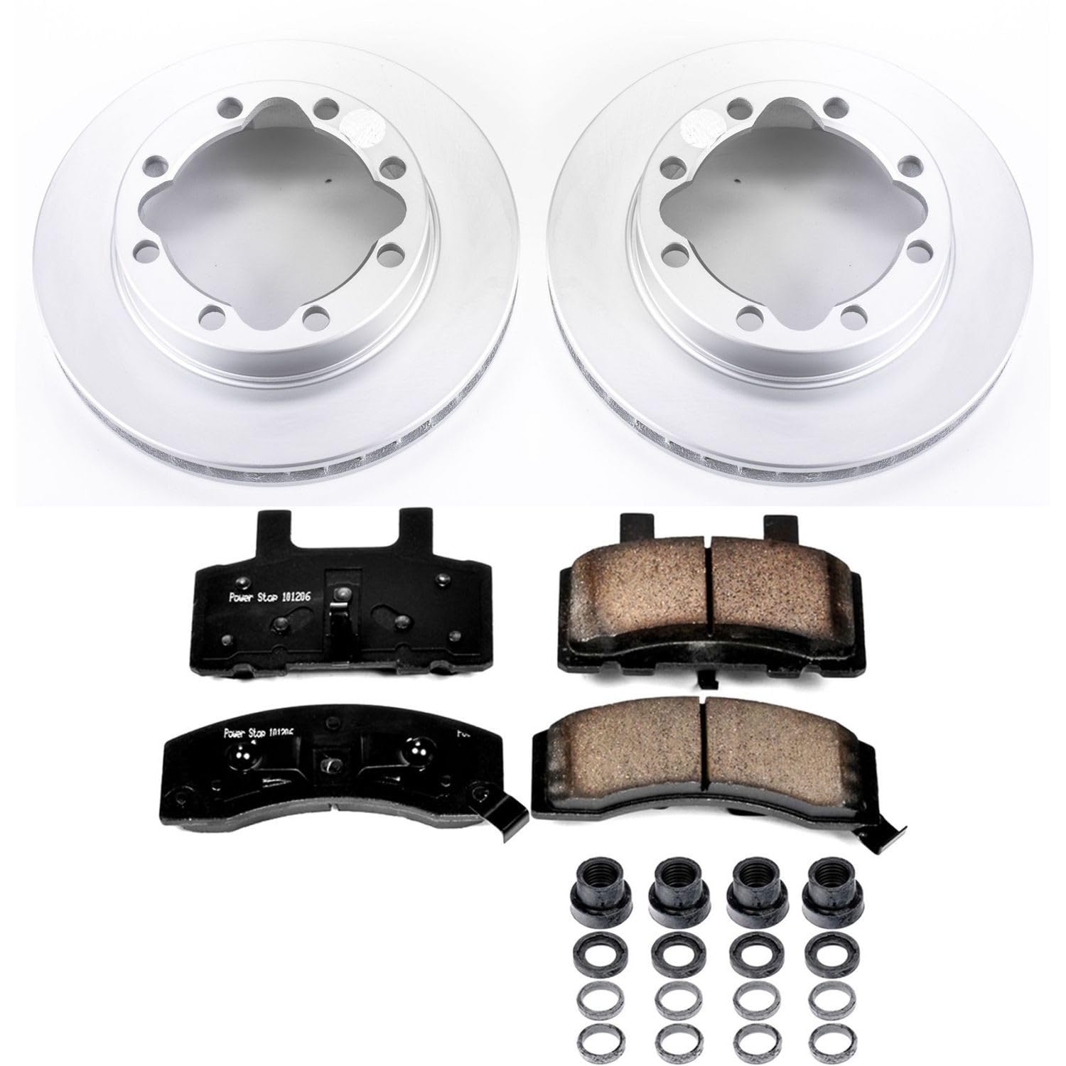 Power Stop Coated Brake Rotor and CRK1524 Ceramic Brake Pads- Front For K1500 Suburban, K2500, K2500 Suburban, K3500, Ram 2500, K1500 Suburban, K2500, K2500 Suburban, K3500 [Model Specific]