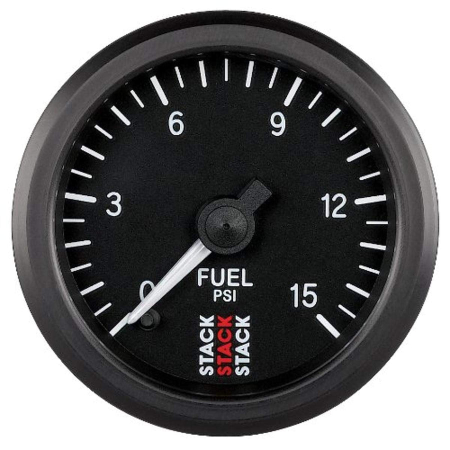 STACK 52mm ST3304 Black 1/8" NPTF Male 0-15 PSI Professional Stepper Motor Fuel Pressure Gauge