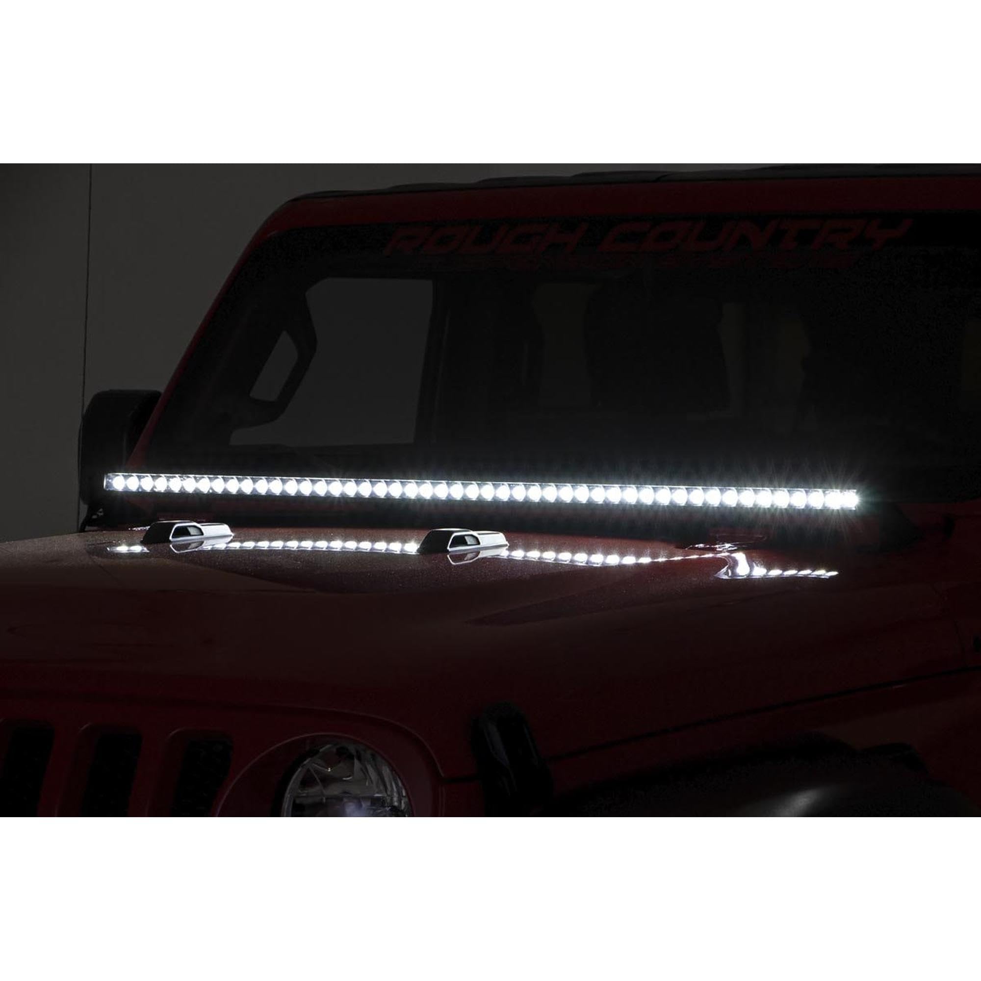 50" Rough Country LED Light Bar Kit for Jeep Wrangler JL & Gladiator JT (2018-2025) - Hood Mount, 270W Spectrum Series, 24,300 Lumens, Combo Spot & Flood Beam