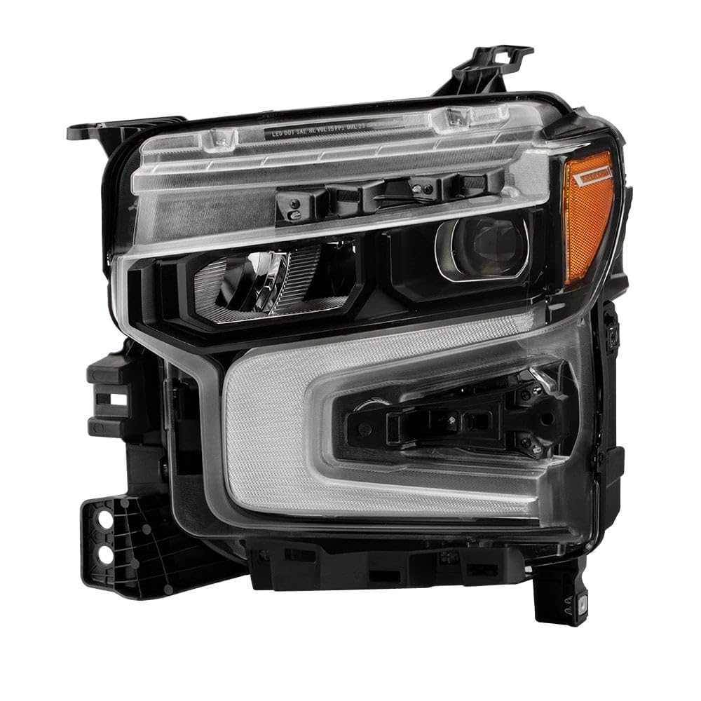 Chevy Silverado 22-24 1500 (Trail Boss RST W/Rally Edition) Spyder LED Reflector with LED Signature DRL and Amber Tracer Animation Black Bezel Headlight - OE Black Left