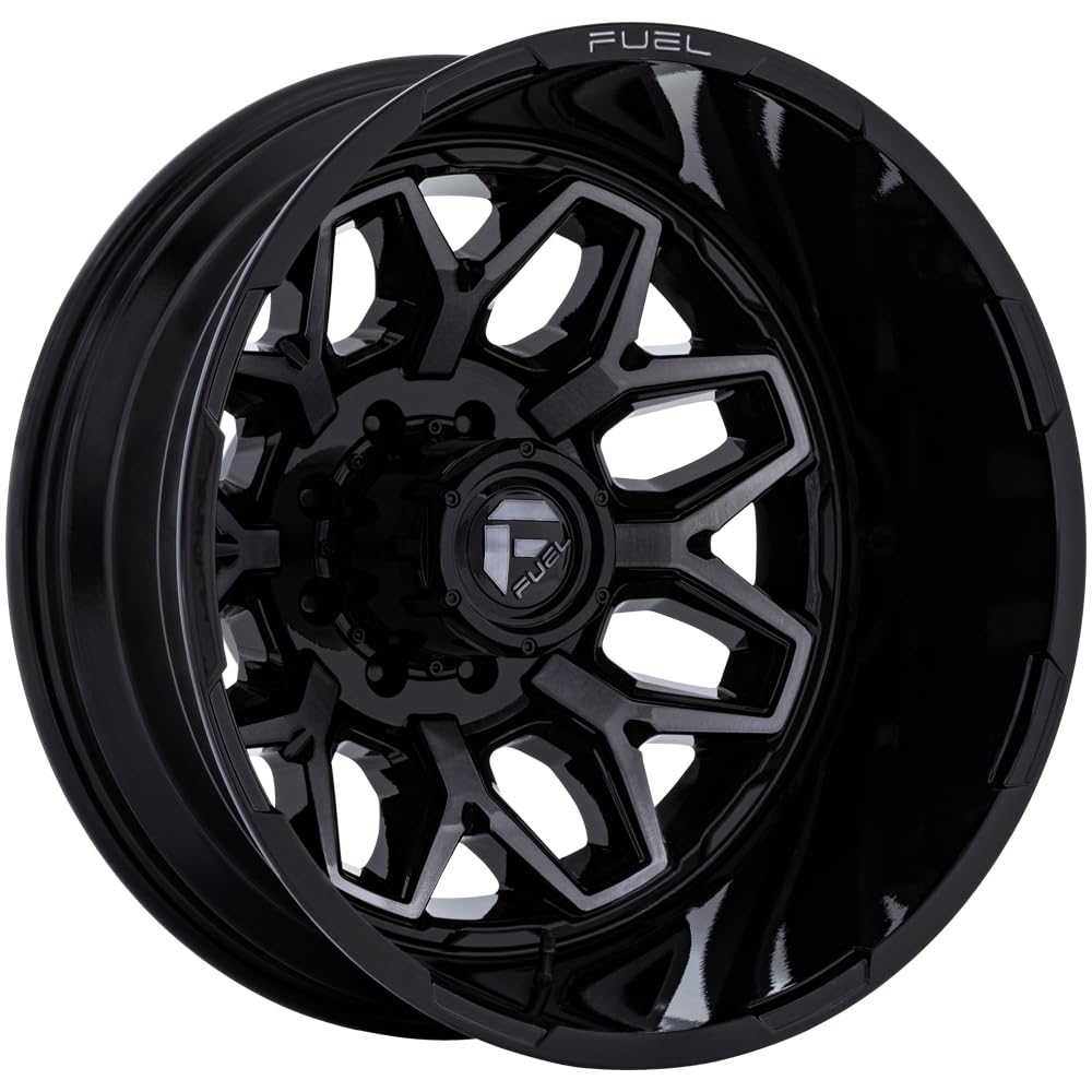 FLUX FUEL OFF-ROAD DUALLY 20X8.25 8X6.5-5.81 -265mm GLOSS BLACK BRUSH-FC GRAY TINT - D87520828D45