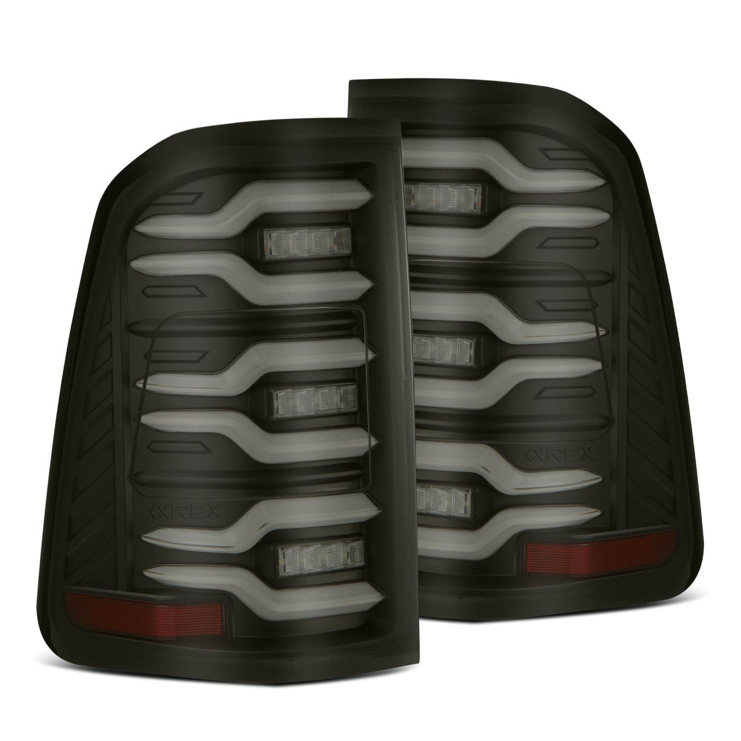 AlphaRex USA 19-21 Dodge Ram 1500 Luxx-Series LED Tail Lights Black w/Activ Light/Seq Signal