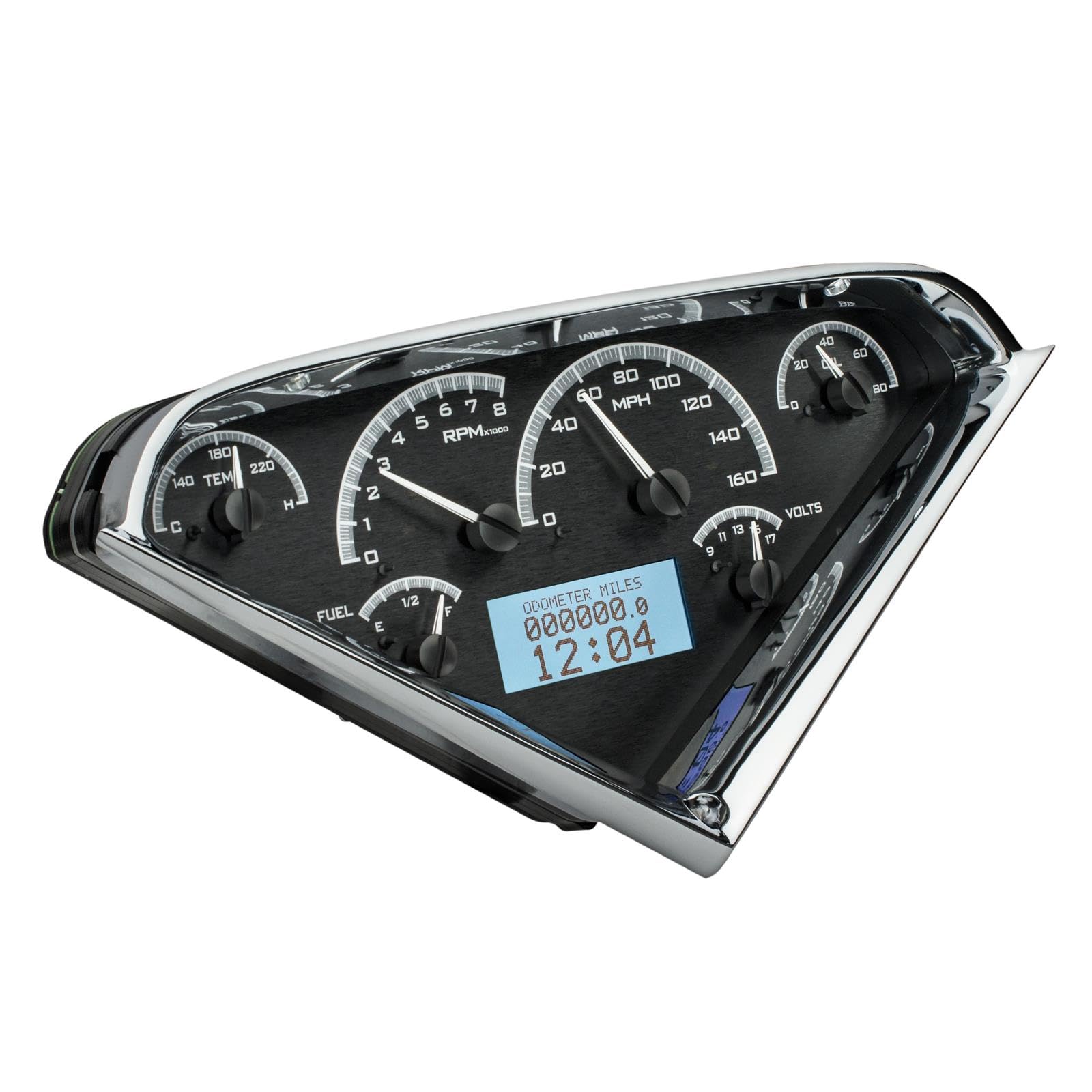 Dakota Digital 55 56 57 58 59 Chevy Analog Pickup Truck Dash Gauges Black Alloy White VHX-55C-PU-K-W