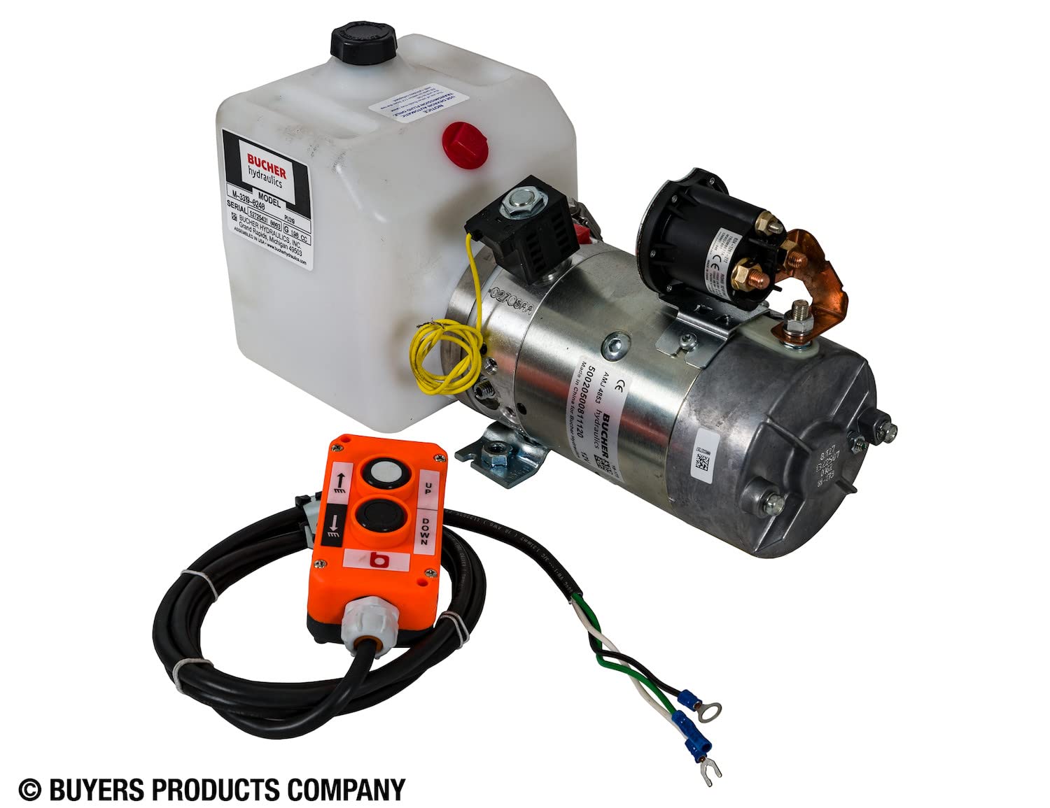 3-Way Buyers Products PU319 Hydraulic Power Unit-Electric Controls Horizontal 0.75 Gallon Poly Reservoir, Commonly Used With Snow Plows & Dump Body Trucks