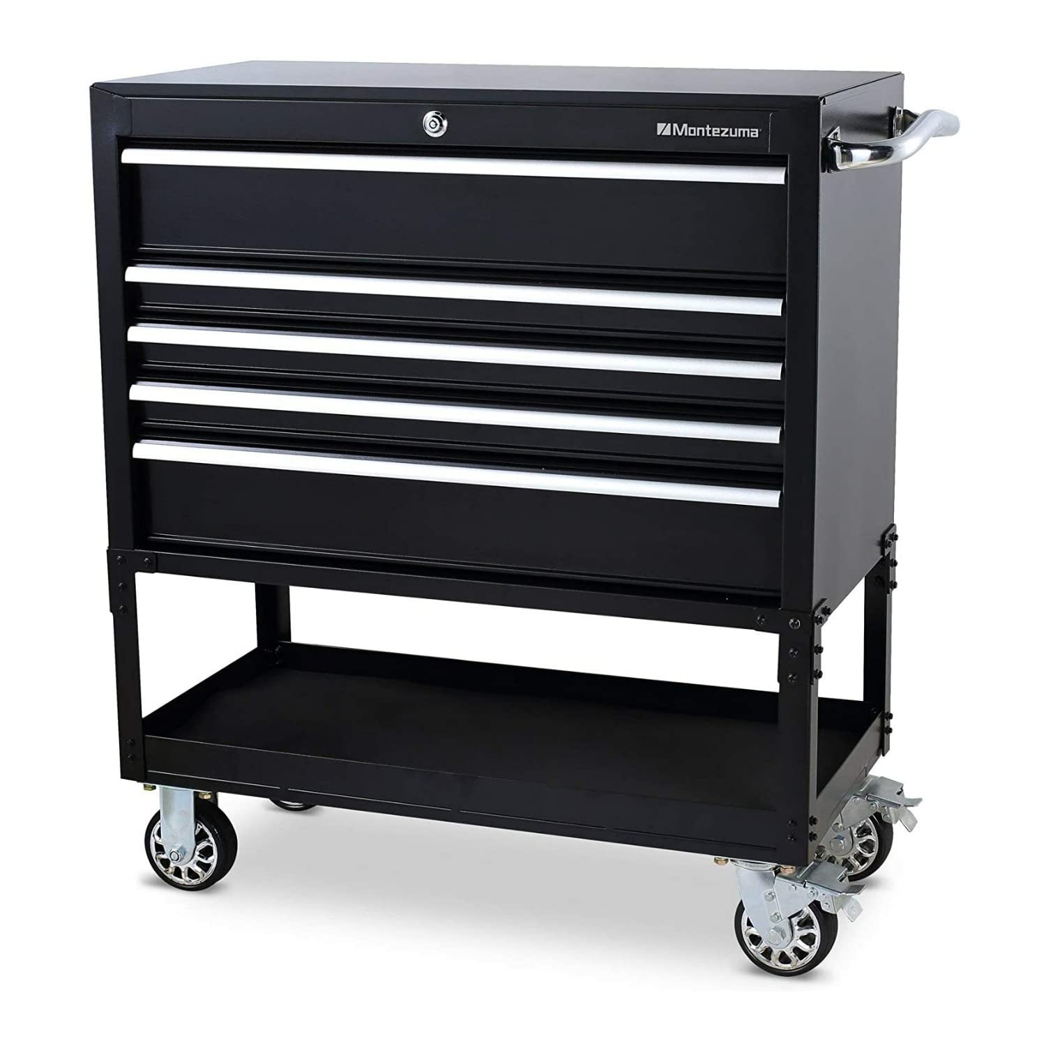 Montezuma 5 Drawer Utility Cart 36" with Multi-Tier Design & Latching Drawers