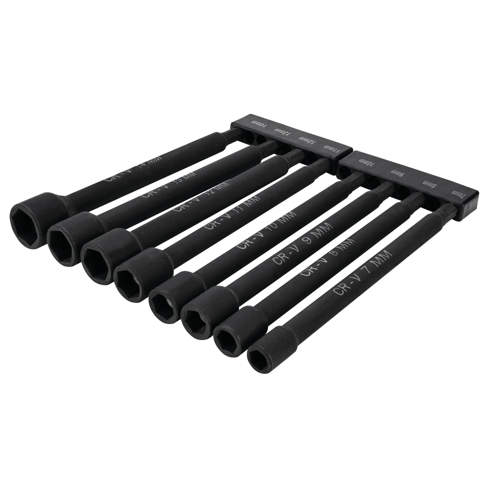 W9064 Performance Tool 9 Pc. Metric Magnetic Nut Driver Bit Set, Chrome Vanadium Steel, Black Phosphate Coating, 1/4-in. Drive, Includes Storage Rail