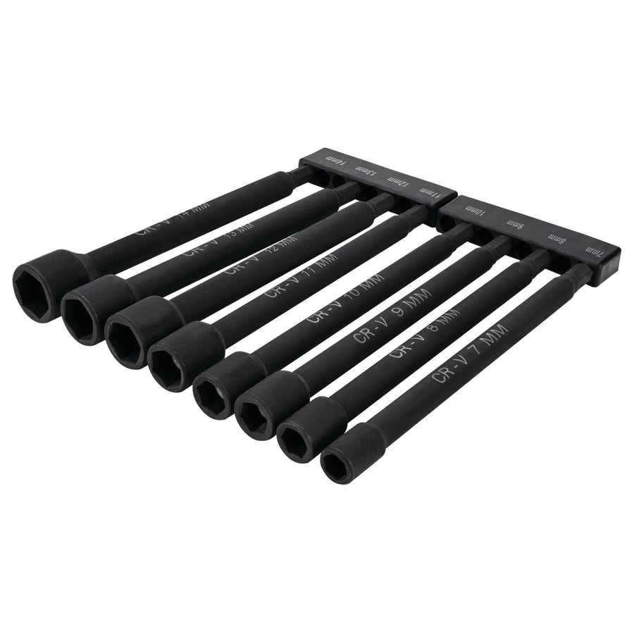W9064 Performance Tool 9 Pc. Metric Magnetic Nut Driver Bit Set, Chrome Vanadium Steel, Black Phosphate Coating, 1/4-in. Drive, Includes Storage Rail