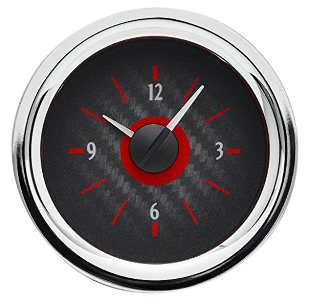 Dakota Digital 58-62 Chevy Corvette Clock Analog Gauge use with VHX gauges only Carbon Fiber Red Backlighting VLC-58C-VET-C-R