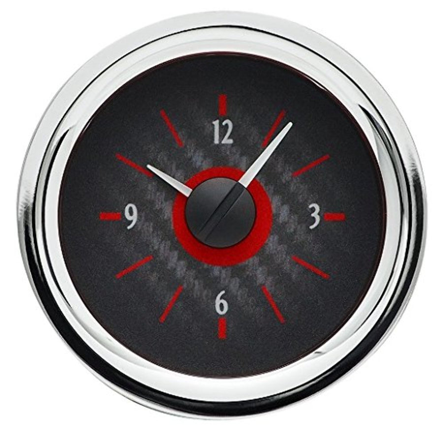 Dakota Digital 58-62 Chevy Corvette Clock Analog Gauge use with VHX gauges only Carbon Fiber Red Backlighting VLC-58C-VET-C-R