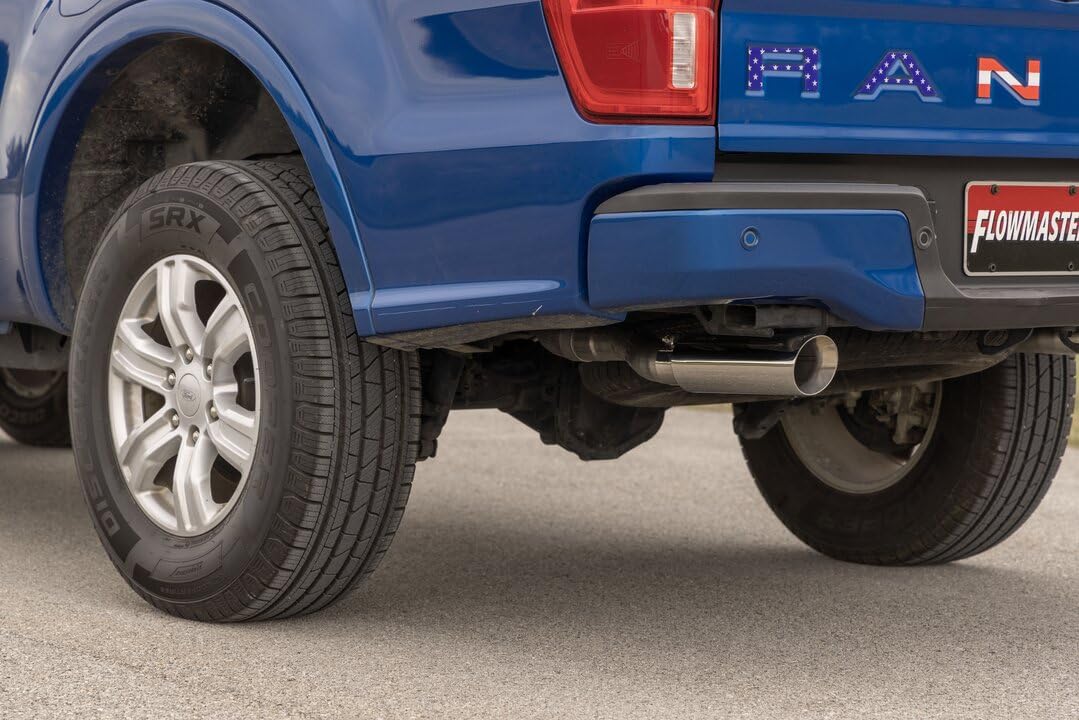 American Thunder Flowmaster 818158 Cat-Back Exhaust Kit 2.5 Inch Aluminized Steel Dual Rear Exit Compatible with 2019-2023 Ford Ranger 2.3L 2 or 4WD Super Crew Cab 5-foot bed and Super Cab 6-foot bed