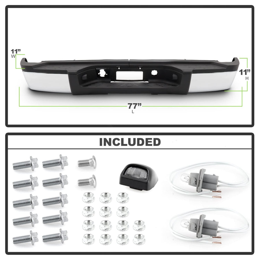 OEM Style Xtune Steel Rear Bumper (RB-CSIL072500-SET-C)