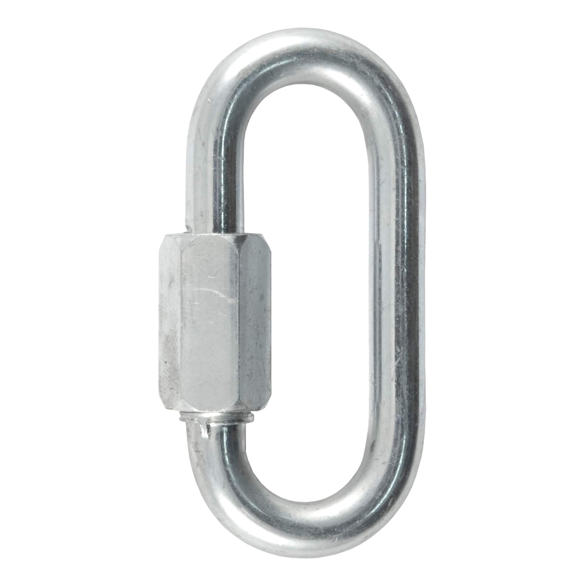 CURT Threaded Quick Link 82901 Trailer Safety Chain Hook Carabiner Clip, 5/16-Inch Diameter, 1760 lbs Break Strength, CLEAR ZINC