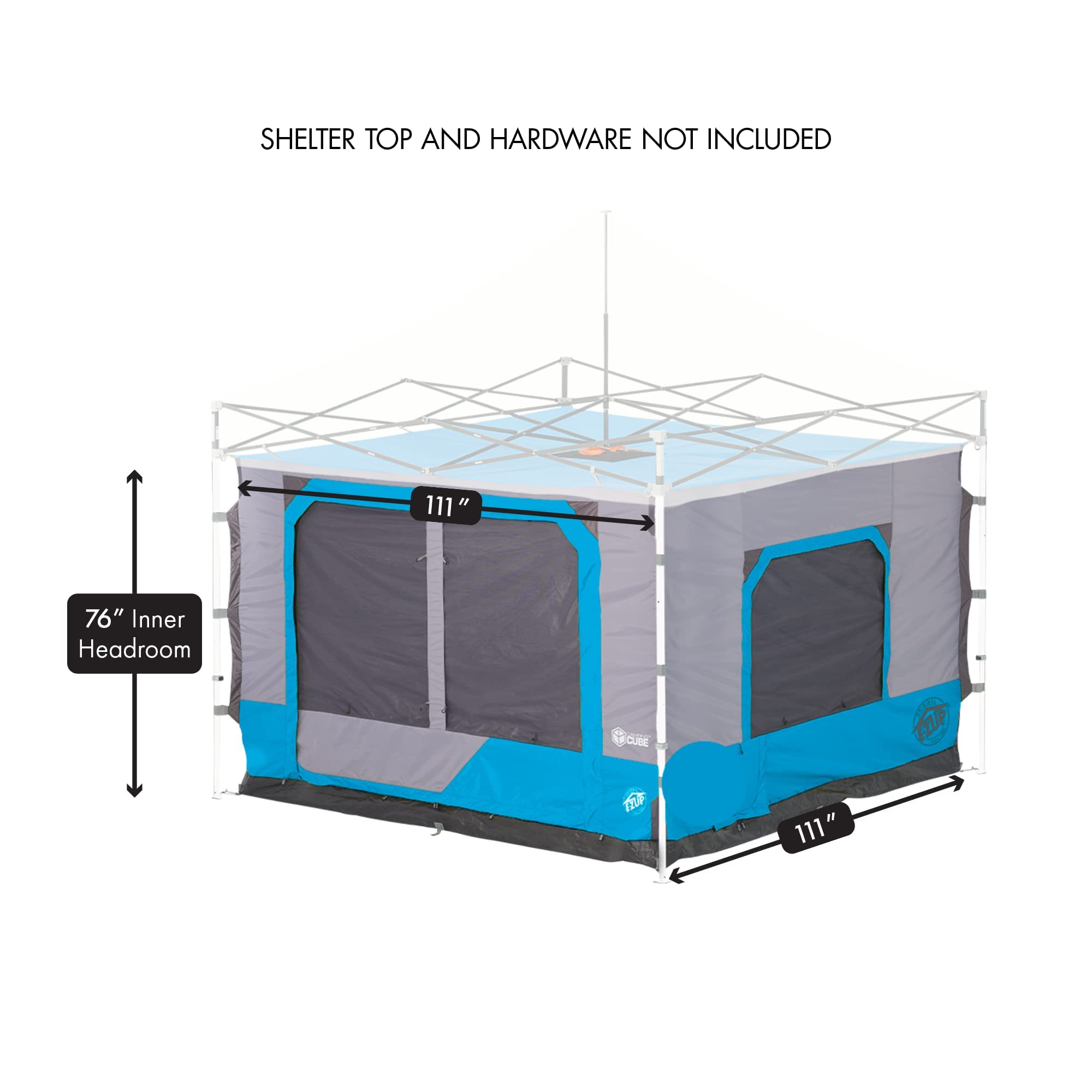 Camping Cube E-Z UP 6.4, Converts 10' Straight Leg Canopy into Camping Tent (Canopy/SHELTER NOT Included), Splash