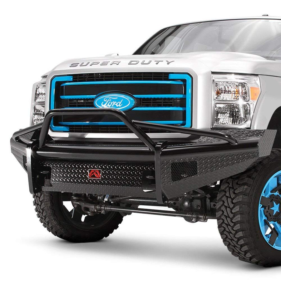 Black Steel Front Ranch Bumper Fab Fours FS08-S1962-1 2 Stage Black Powder Coated w/Pre-Runner Grill Guard Incl. Light Cut-Outs