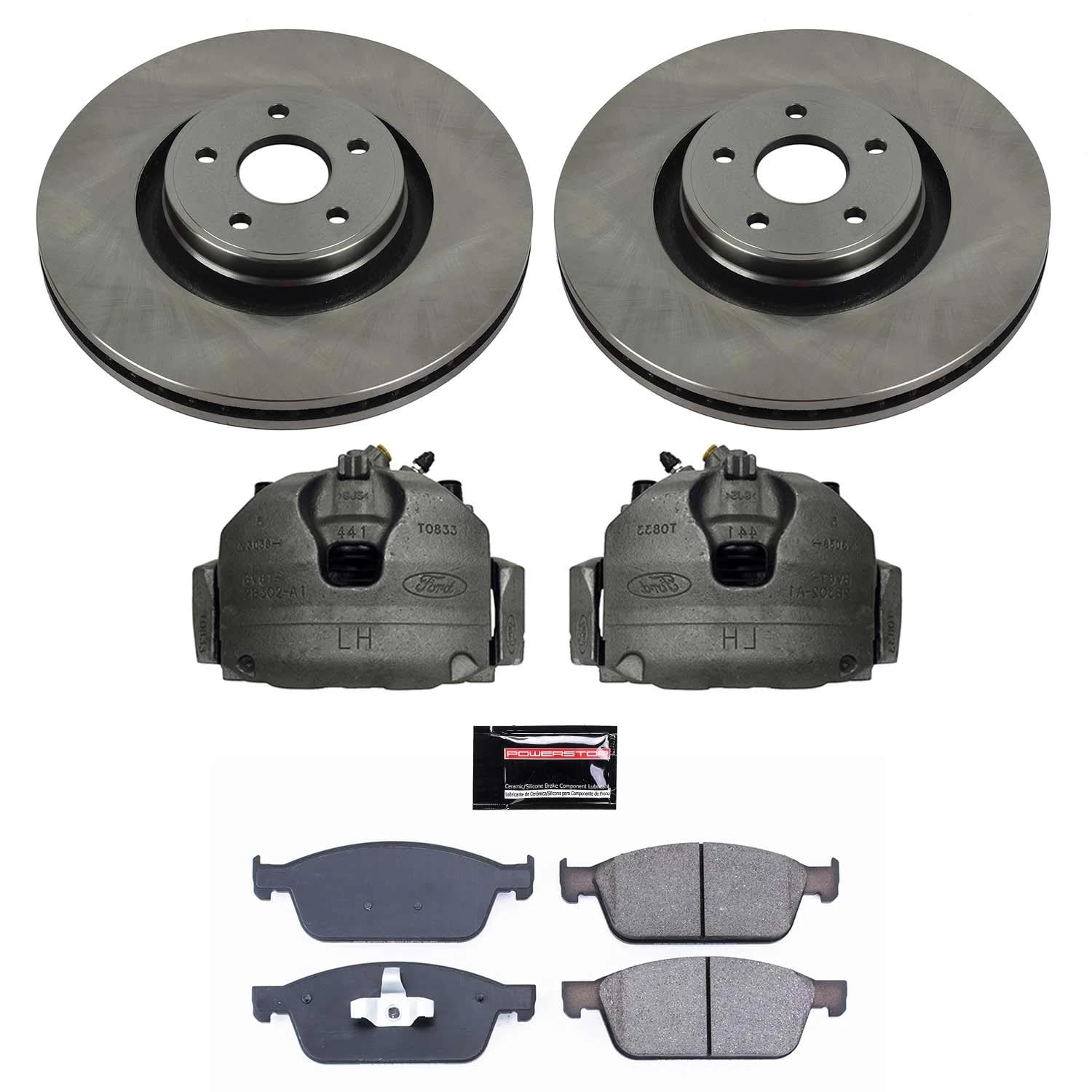 Power Stop KCOE7146 Replacement Autospeciality Front Caliper Kit- OE Rotors, Ceramic Brake Pads, Calipers