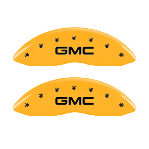 Caliper Covers MGP 34208SGMCYL Cover, Set of 4 (Yellow Engraved Front and Rear: GMC Powder Coat Finish Black Characters)
