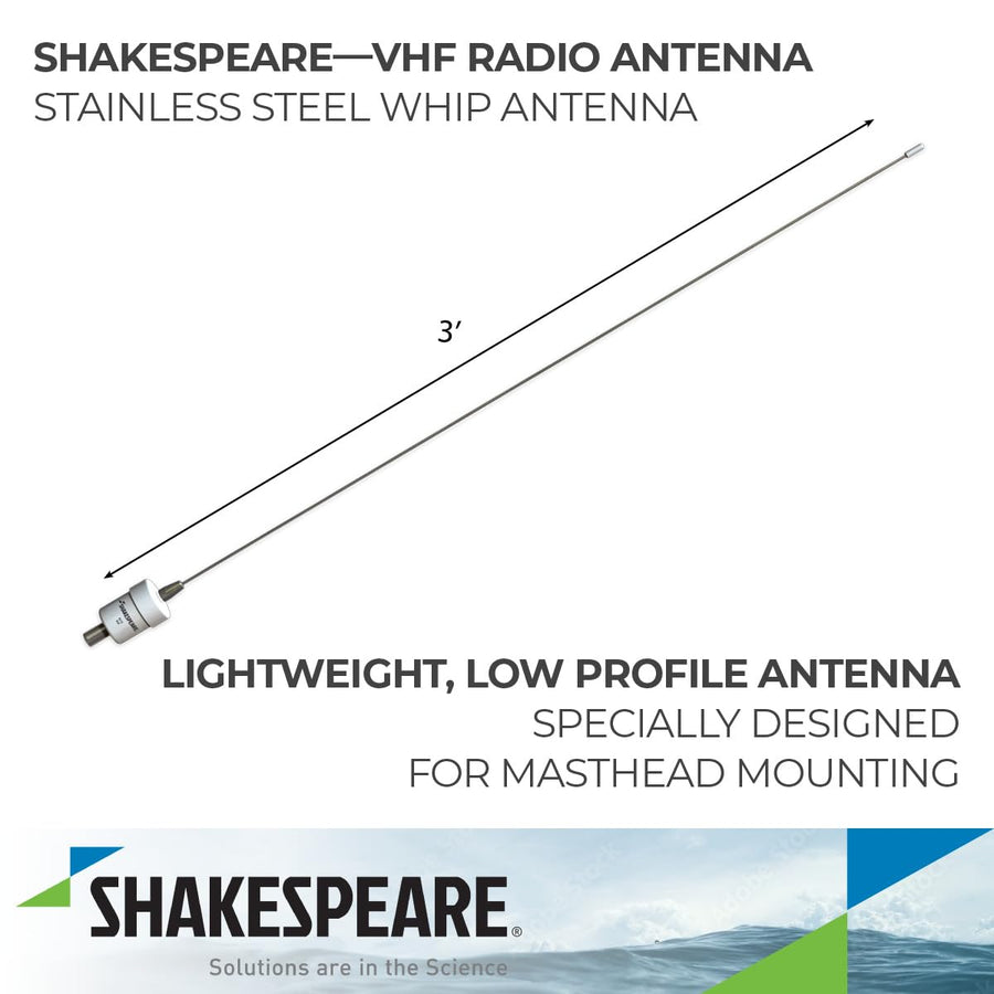 3' Shakespeare Stainless Steel Whip Antenna 5215