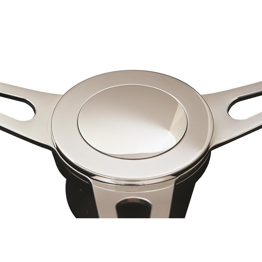 Horn Button Lecarra 3224, Billet Aluminum, Single Contact, Full Cover Logo, Polished