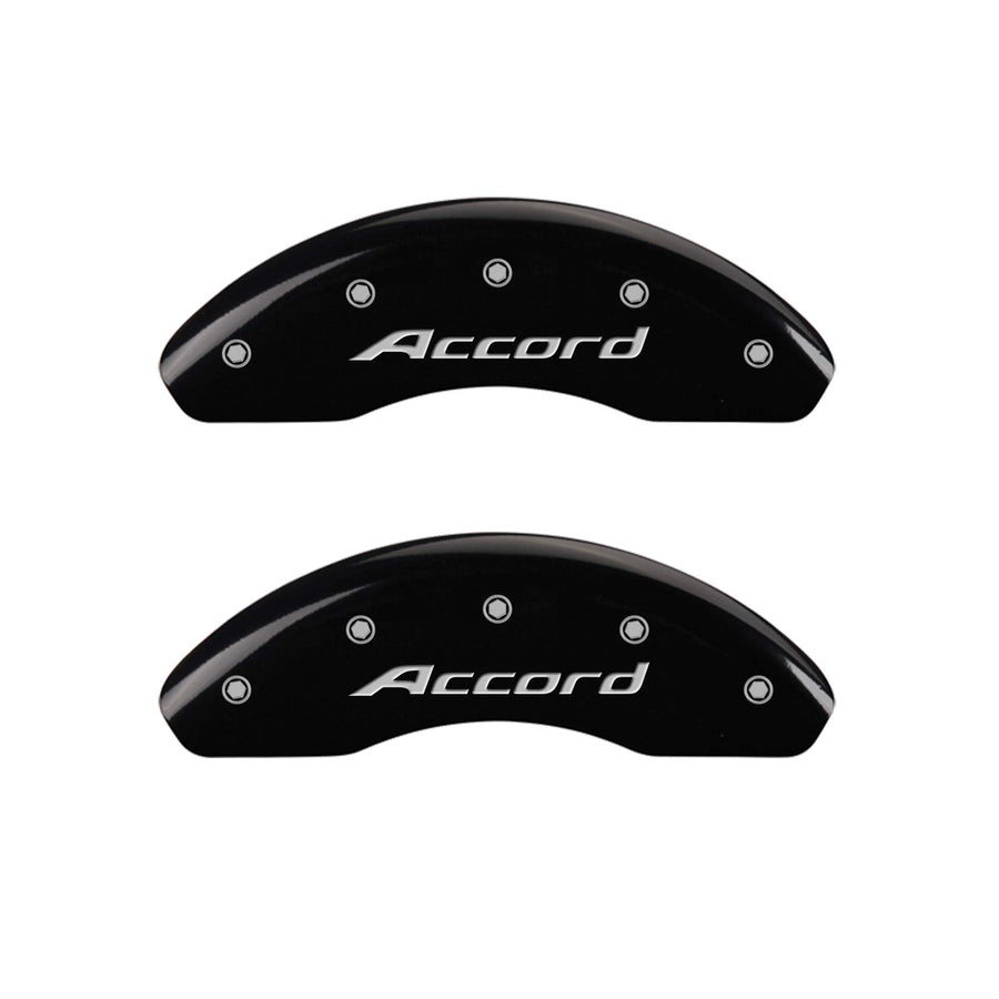 MGP Caliper Covers Black Powder Coat Finish 20107SACCBK Engraved Caliper Cover with Silver Characters, Set of 4 "Honda/Accord"