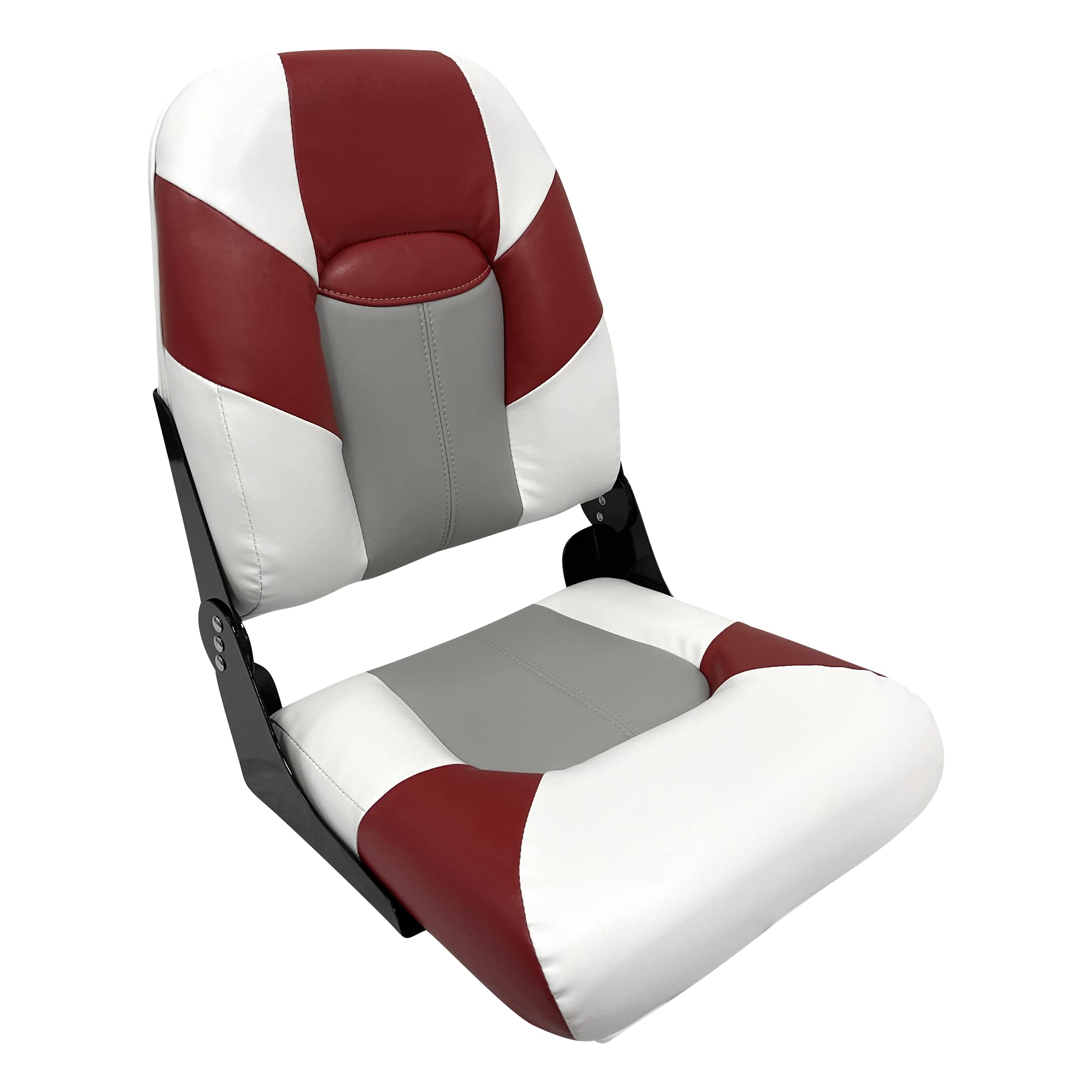 Baja Series Wise High Back Boat Seat, Brite White/Grey/Dark Red 1461-1774