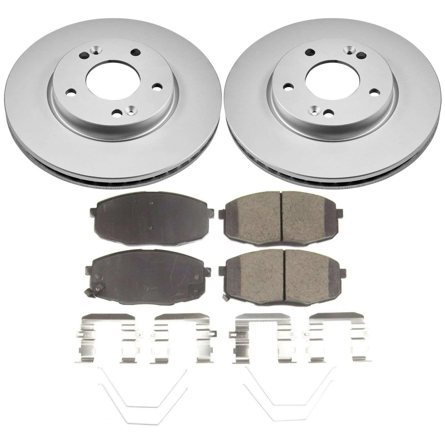 Z17 Power Stop CRK8279 Front Coated Rotor Brake Kit-Coated Rotors and Ceramic Brake Pads For Hyundai Kona 2018-2022 [Model Specific]