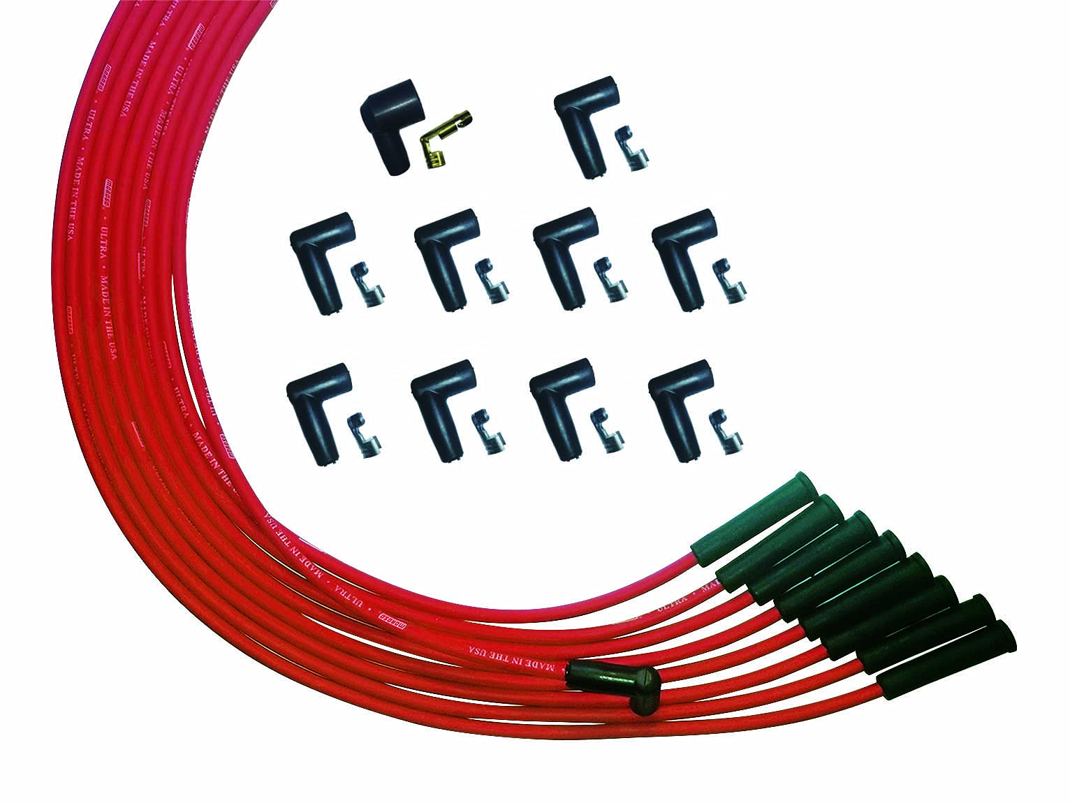 Ultra Series Moroso 52001 Universal V8 Red Spark Plug Wires, Straight Plug Ends, HEI Distributor