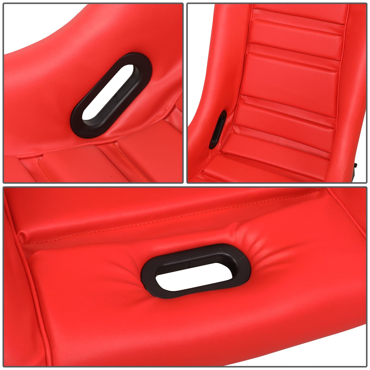 NRG Innovations Prisma GT PRI-100RD-STARDUST Fixed Back Bucket Racing Seat with Side Mount Bracket,Red Leather Red Stitching/GT Stardust Off-White Back
