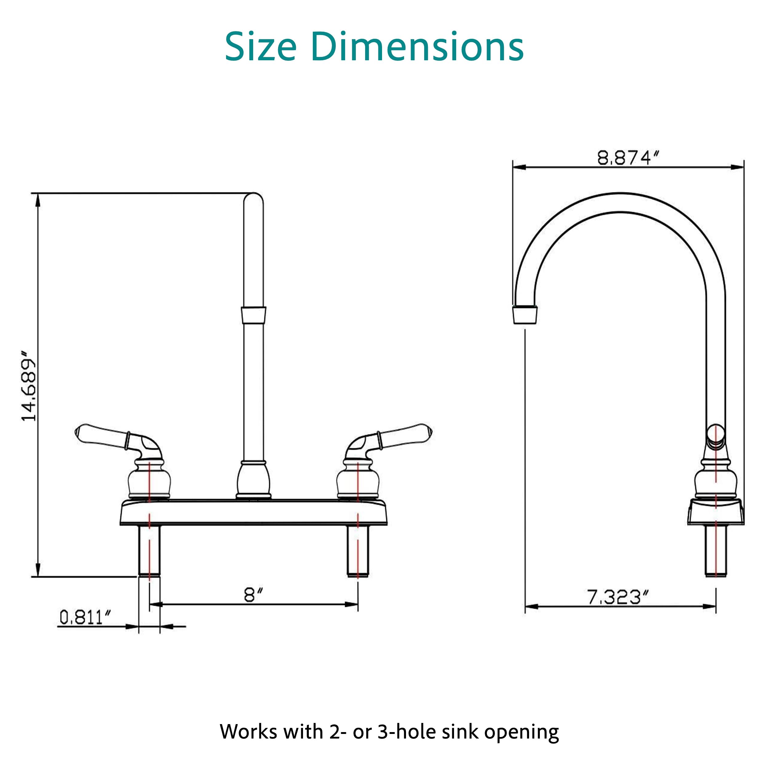 Dura Faucet RV DF-PK330HC-SN J-Spout Kitchen Sink Faucet (Brushed Satin Nickel)