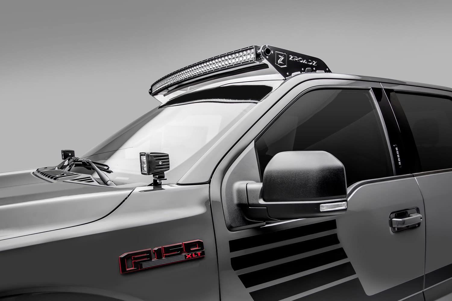 ZROADZ LED Mounting Bracket Ditch Hood Hinge - Compatible with Ford 2018-2020 F150 - to Mount (2) 3 Inch LED Pod Lights - Mild Steel Gloss Black - Bolt-On Easy Installation - PN #Z365711