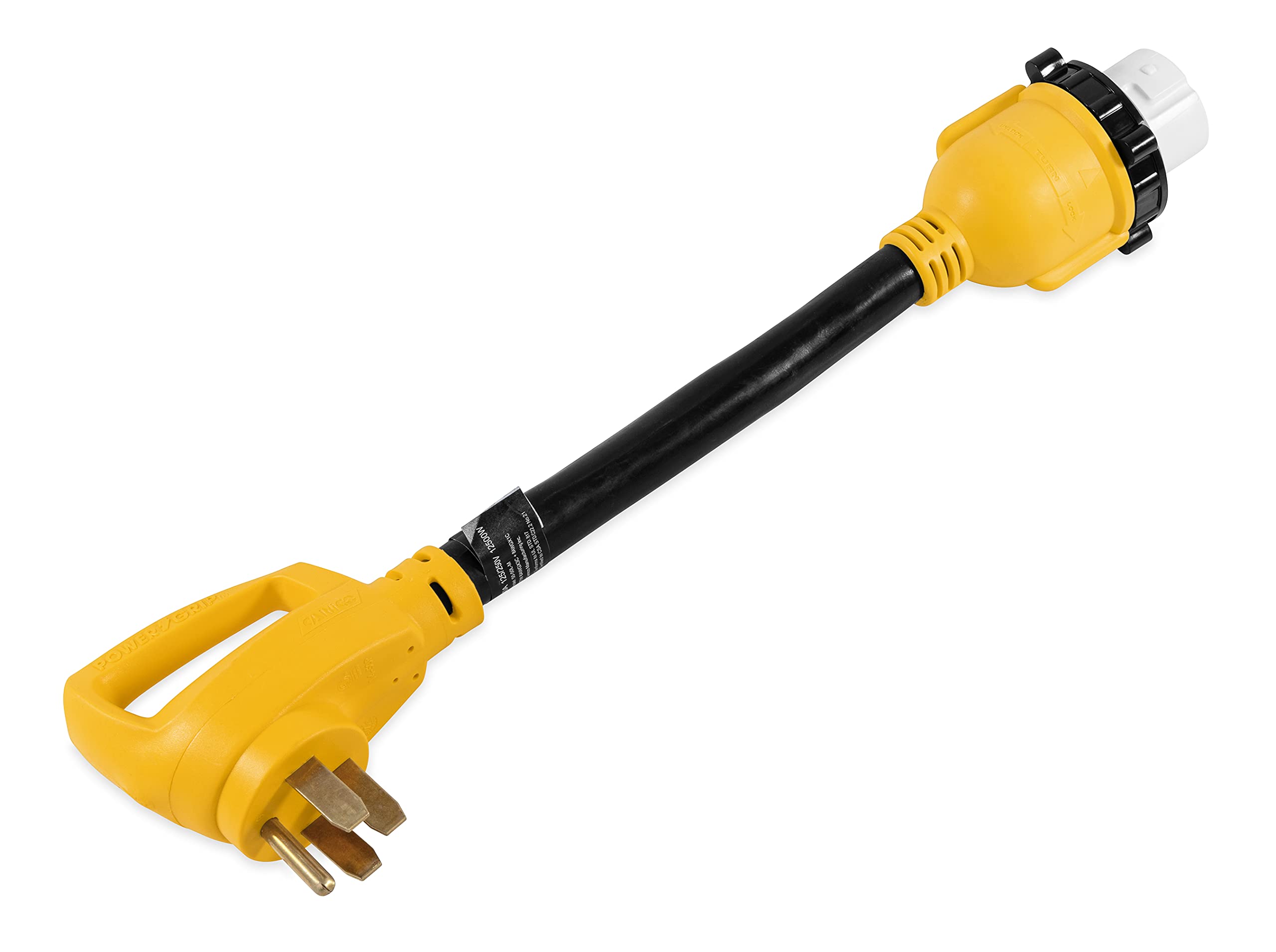 Camco 55552 50 AMP Standard PowerGrip Plug to SS2-50 18" Locking Receptacle Adapter