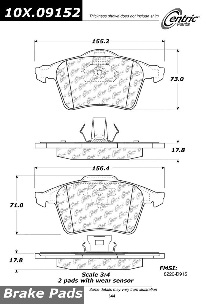PosiQuiet Semi Met Pads, Centric Parts, 104.09152