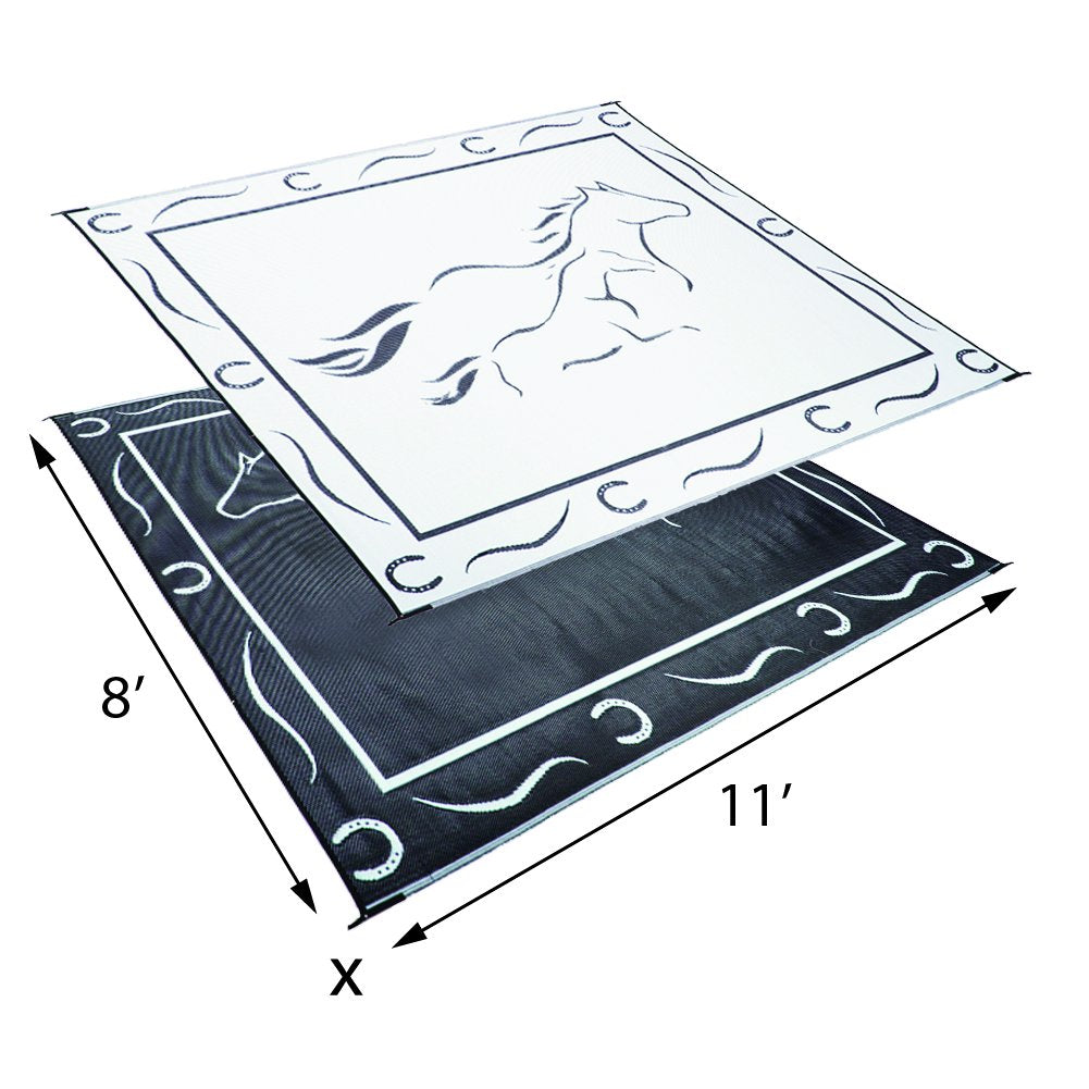 Camping Stylish GH8111 Black/White 8-Feet x11-Feet Galloping Horses Mat